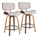 Lombardi - Mid-Century Modern Fixed Height Counter Stool With Swivel With Round Footrest (Set of 2) by HouseOfZazla