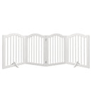 4 Panel Freestanding Pet Gate With Foldable Design And Support Feet - White