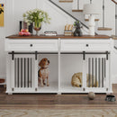 Large Dog Crate, Water Resistant Indoor Pets Furniture Double Dog Crates - Brown White by HouseOfZazla