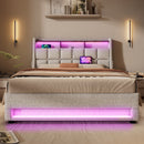 Platform Bed With Hydraulic Storage, LED Lighting & Charging Station by HouseOfZazla