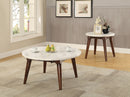 Gasha - Coffee Table - White Marble / Walnut by Unique Piece Furniture