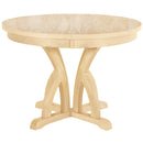 5-Piece Farmhouse Round Pedestal Extending Dining Table Set Extendable Kitchen Table Set with 15.8" Removable Leaf and Ladder Back Dining Chairs for Small Places, Natural