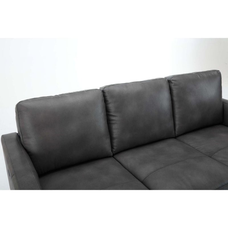 77"Antique Gray Luxury Genuine leather match contemporary sofa with USB charger,3 seats comfy coach for living room home office