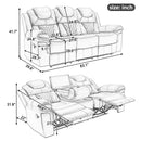 3 Pieces Recliner Sofa Sets Home Theater Seating Manual Recliner Chair With Center Console And LED Light Strip For Living Room by Unique Piece Furniture