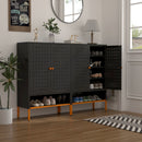 Grid Double Door Shoe Cabinet With Adjustable Compartments and Moisture-Proof Design by HouseOfZazla