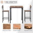 3 Piece Bar Table Set, Industrial Counter Height Dining Table Set, Bar Table & Chairs with Steel Legs & Footrests, Black