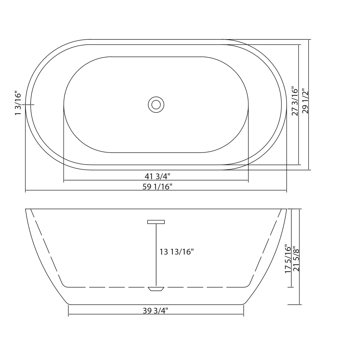 Elegant Oval Freestanding Bathtub, Overflow & Pop Up Drain, photo 7 of 8