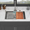 33" Drop In Kitchen Sink Single Bowl 16 Gauge Stainless Steel Ledge Workstation - Black by HouseOfZazla