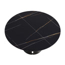 Modern Artificial Stone Round Carbon Steel Base Dining Table, Can Accommodate 6 People - Black / Gold by HouseOfZazla