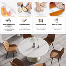 Modern Artificial Stone Round Carbon Steel Base Dining Table, Can Accommodate 6 People by Unique Piece Furniture