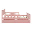 Platform Bed With Guardrails On Both Sides And 2 Storage Drawers