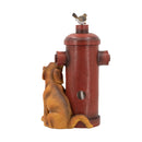 16.2x11x26.8" Red Fire Hydrant Water Fountain with Dog and Bird Accents, Outdoor Fountian with Light and Pump
