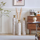 Floor Metal Vases Decorated Metal Vases (Set of 3) Gorgeous Home Decoration Large Glazed Metal Vases - White / Gold by HouseOfZazla