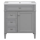 30" Bathroom Vanity with Top Sink, Modern Bathroom Storage Cabinet with 2 Drawers and a Tip-out Drawer, Single Sink Bathroom Vanity