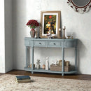 52 Inch Retro Console Table with 2 Drawers and Open Shelf Entryway Sofa Table-Blue by LJGDeals