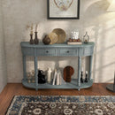 52 Inch Retro Console Table with 2 Drawers and Open Shelf Entryway Sofa Table-Blue by LJGDeals