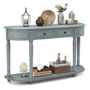 52 Inch Retro Console Table with 2 Drawers and Open Shelf Entryway Sofa Table-Blue by LJGDeals