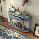 52 Inch Retro Console Table with 2 Drawers and Open Shelf Entryway Sofa Table-Blue by LJGDeals