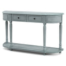 52 Inch Retro Console Table with 2 Drawers and Open Shelf Entryway Sofa Table-Blue by LJGDeals