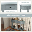 52 Inch Retro Console Table with 2 Drawers and Open Shelf Entryway Sofa Table-Blue by LJGDeals