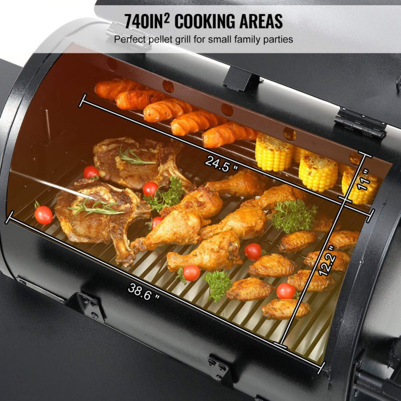53" Heavy Duty Portable Wood Pellet BBQ Grill With Cart (SAK93641)
