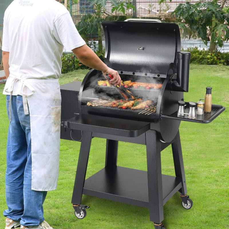 53" Heavy Duty Portable Wood Pellet BBQ Grill With Cart (SAK93641)