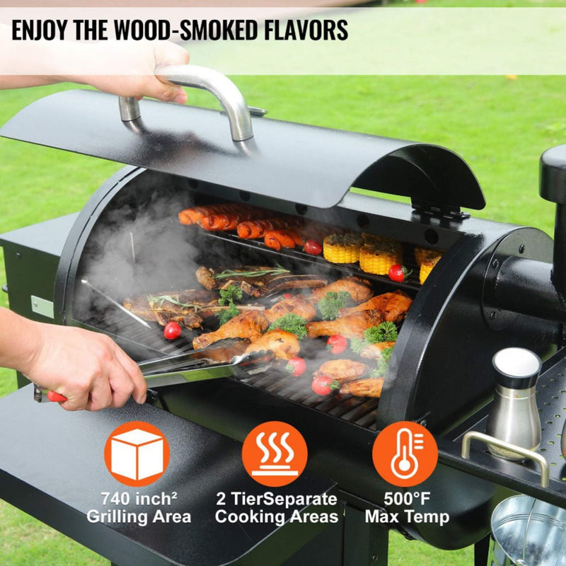 53" Heavy Duty Portable Wood Pellet BBQ Grill With Cart (SAK93641)