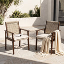 Outdoor Dining Chair Set with Acacia Wood & Wicker Rattan by HouseOfZazla