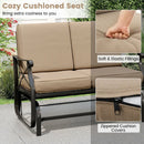Outdoor 2-Person Glider Rocking Chair Loveseat with Thick Cushions and Metal Frame-Brown by LJGDeals