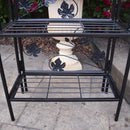 4-Tier Black Bakers Rack Plant Stand with Leaves
