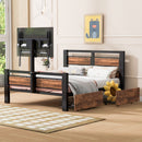 Twin Size Platform Bed With Headboard And Footboard, 2 Storage Drawers And Rotatable TV Stand - Black by HouseOfZazla