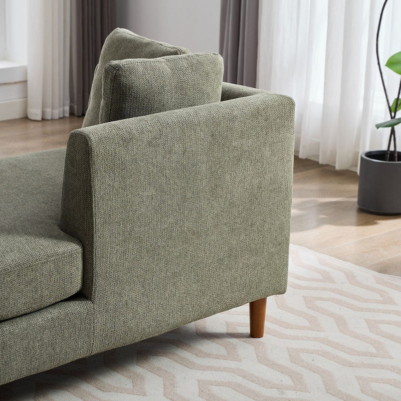 77.95'' Wide Modern Double-Sided Upholstered Chaise Lounge Indoor,Chenille Fabric Sleeper Sofa Couch With 4 Throw Pillows, Daybed with Rubberwood Legs For Living Room, Bedroom, Apartment,Green