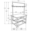 Prager - 3 Piece Kitchen Island Counter Table Set With Overhead Rack And Backless Stools - White by HouseOfZazla