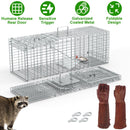 Humane Cat Trap Cage With Gloves Catch Release Live Animal Rodent Cage Collapsible Galvanized Wire for Raccoons Beavers Groundhogs Foxes Armadillos