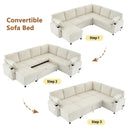 U-Shaped Sectional Sleeper Sofa With Ample Storage Space, 2 Cup Holders And Charging Ports For Living Room by Unique Piece Furniture