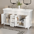 Bathroom Vanity With Double Sinks, 3 Drawers & 4 Doors - White by HouseOfZazla
