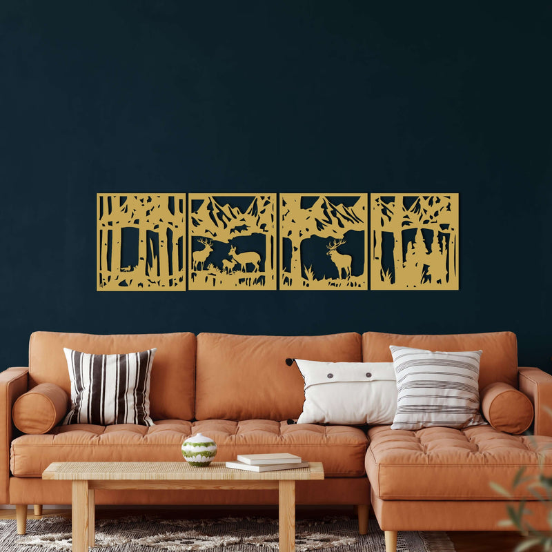 Deer Family Metal Wall Art