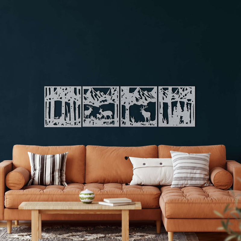 Deer Family Metal Wall Art
