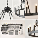 3 Tiers Wagon Wheel Chandelier - 54-Light Matte Black Metal by HouseOfZazla