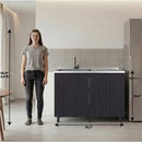 Napoles 2 Utility Sink with Cabinet, Stainless Steel Countertop, Interior Shelf - Wenge by HouseOfZazla