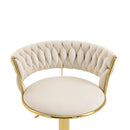 360 Adjustable Barstools Set of 2, Ergonomic Drafting Chair with Round Footrest and Backrest, Swivel Rolling Wheels for Spa, Studio, Classroom, Lab, Counter, Salon, Ivory