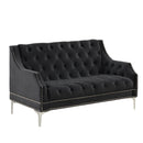 55.5" Modern Sofa Dutch Plush Upholstered Sofa with Metal Legs, Button Tufted Back Black