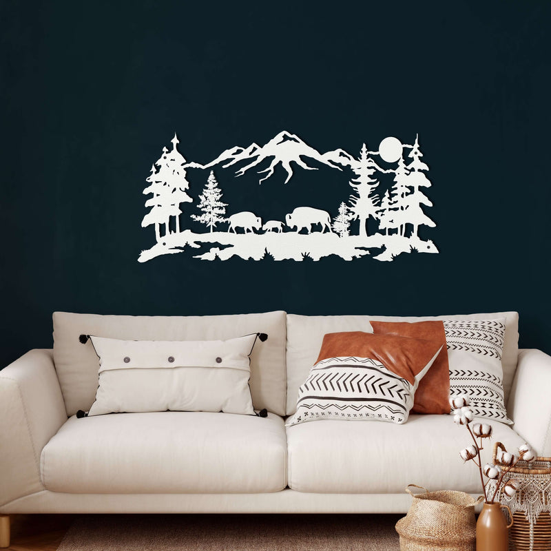 Bison Family Metal Wall Art