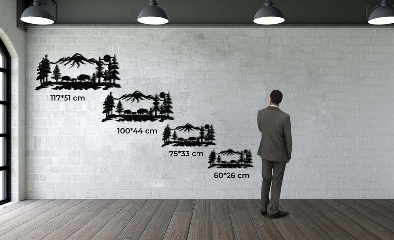 Bison Family Metal Wall Art