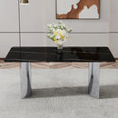 Modern Minimalist Dining Table With Marble Glass Top by Unique Piece Furniture