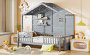 House Bed With Shelves, Window And Sparkling Light Strip On The Roof