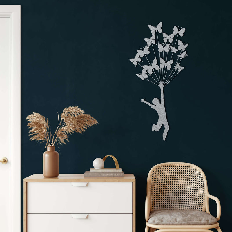 Flying with Butterflies Metal Wall Art