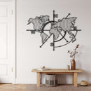 World Map Meridians Metal Wall Art