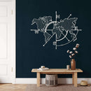 World Map Meridians Metal Wall Art