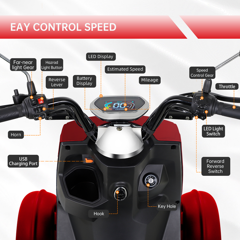 Electric Mobility Scooter with Big Size and High Power, photo 7 of 9